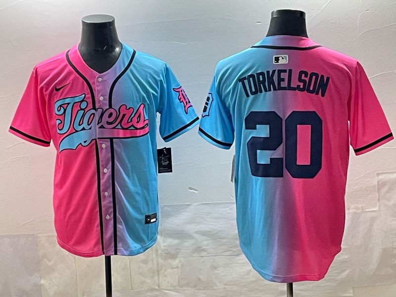 Men 2025 Detroit Tigers #20 Torkelson Blue pink Game Nike MLB Jersey style 01->detroit tigers->MLB Jersey